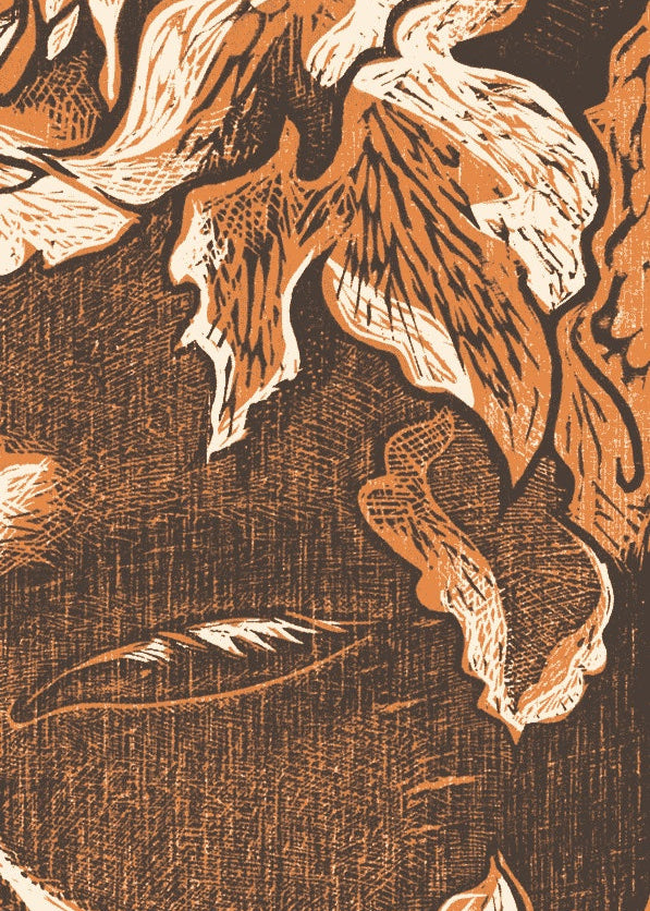 Detail of woodcut by Dennis Scholl