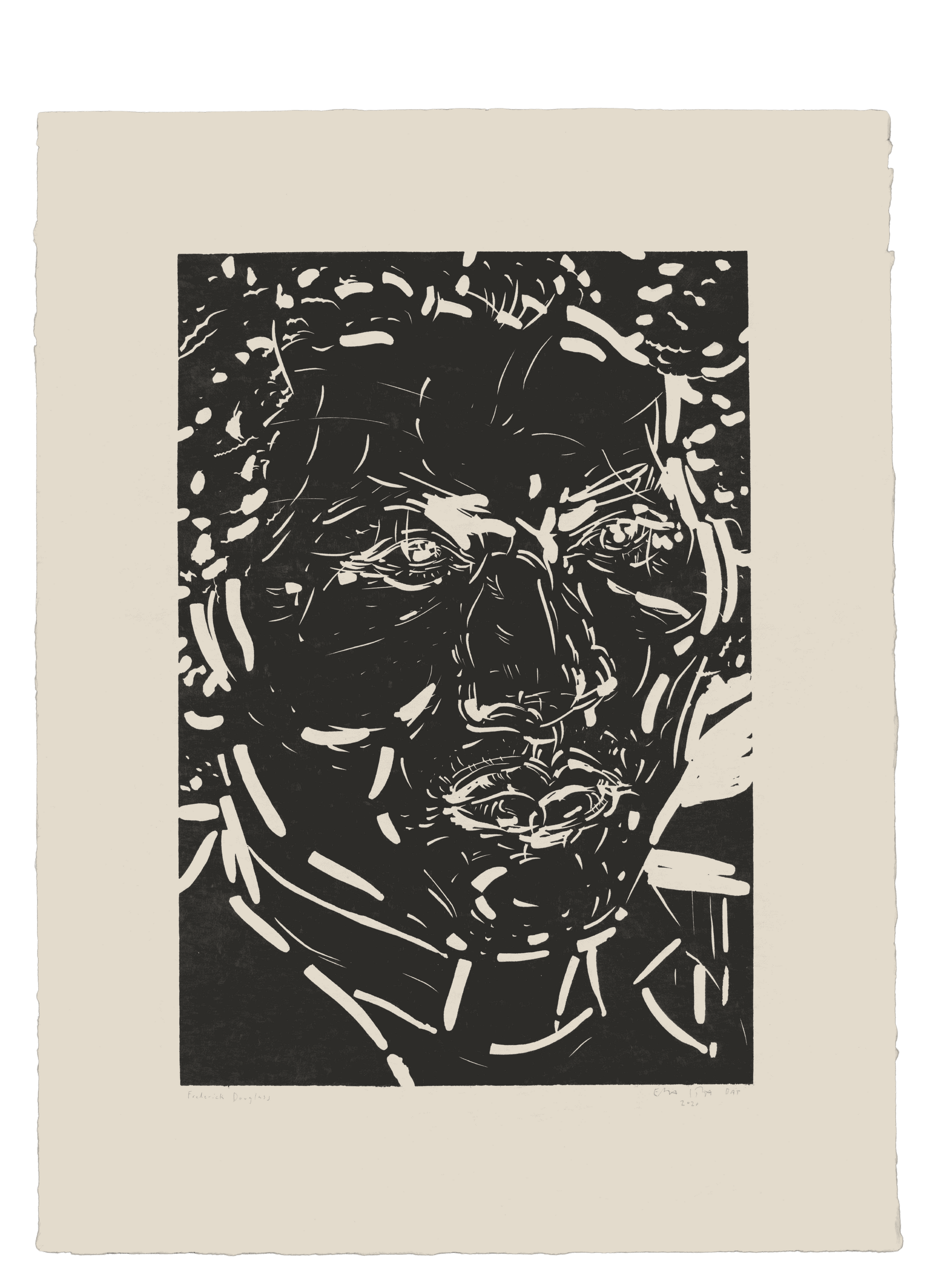 Black and white portait art print by Elizabeth Peyton on a white background