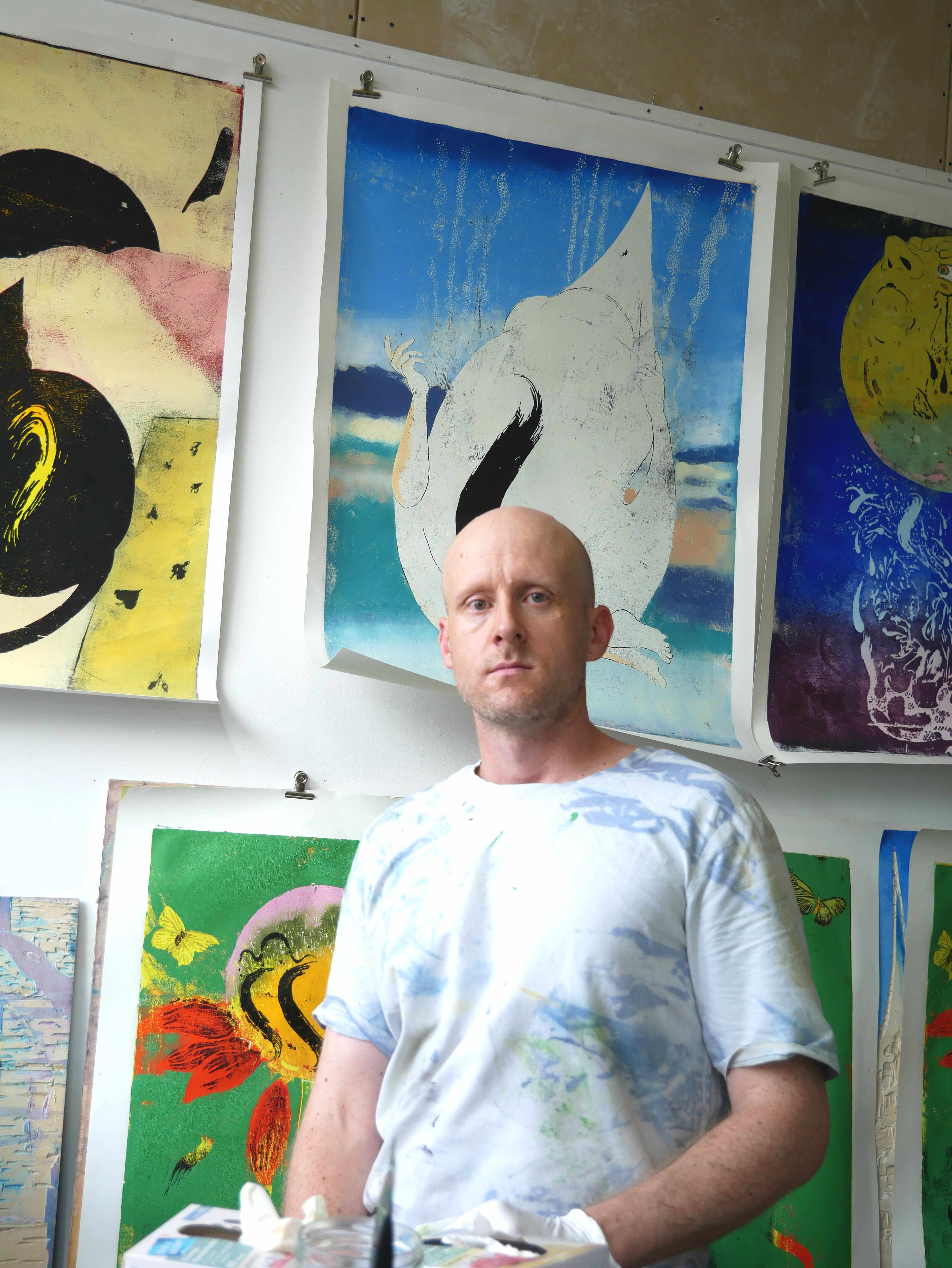Artist Julian Felix Kirchner in his Cologne studio