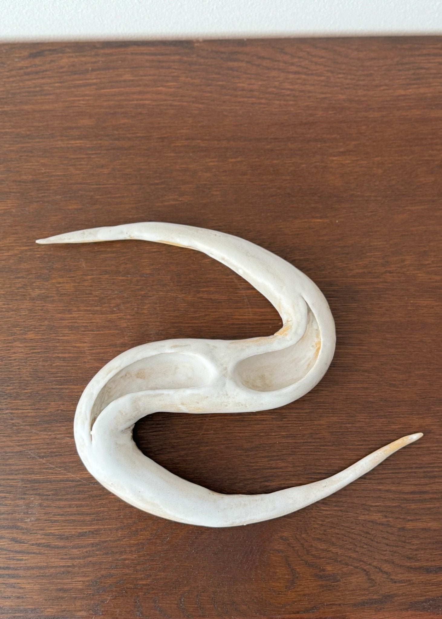 White ceramic bowl resembling a snake