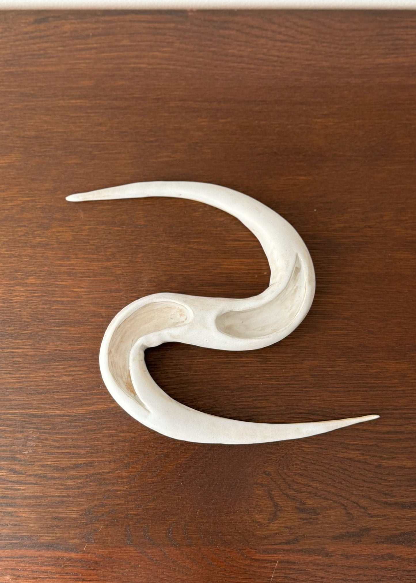 White ceramic bowl resembling a snake