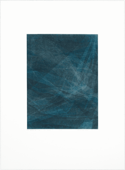Abstract blue textured monoprint