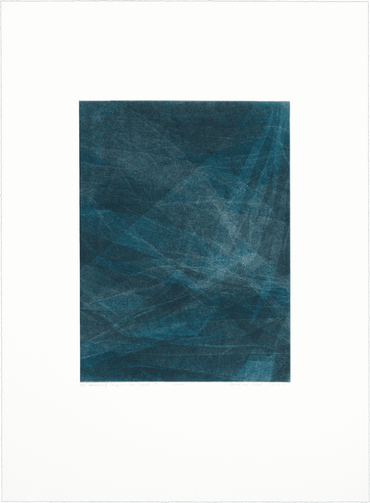 Abstract blue textured monoprint