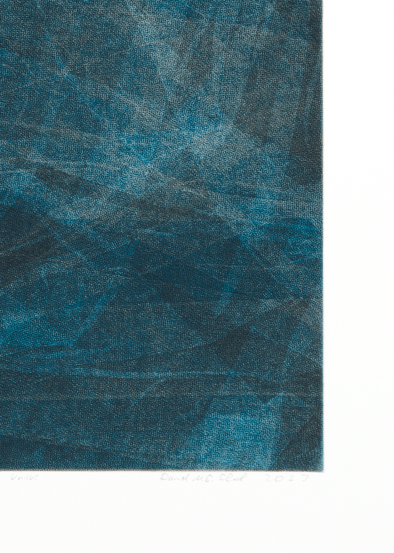 Detail of a monoprint by Daniel M.E. Schaal with the artist's signature