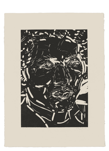 Black and white portait art print by Elizabeth Peyton on a white background