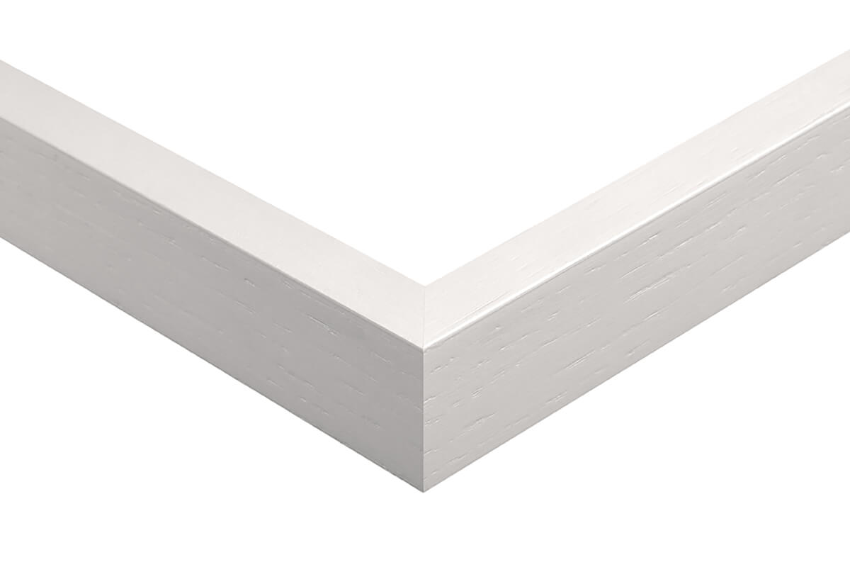 White frame on a white background, white oak frame slat