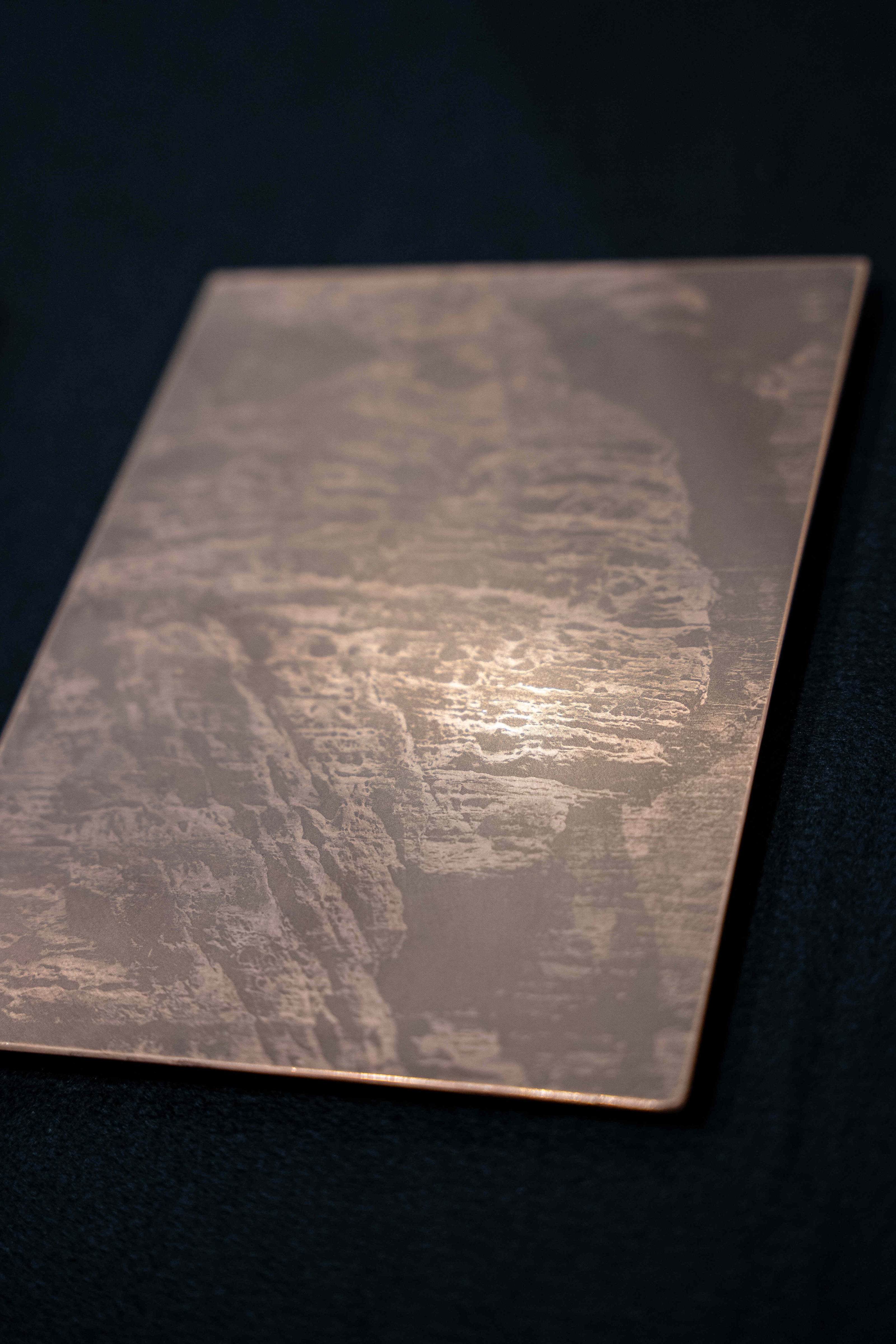 Metallic plate by Erika Richter on a black background